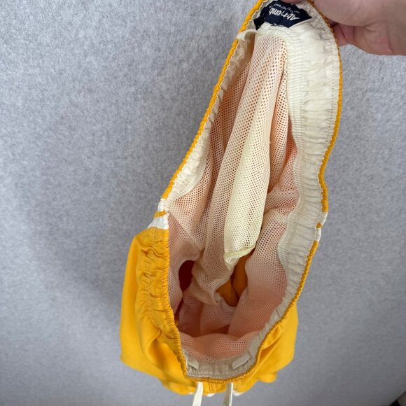 Abercrombie Fitch VTG Swim Trunks Size L Yellow White Logo Flip Waist Beach - Picture 9 of 14